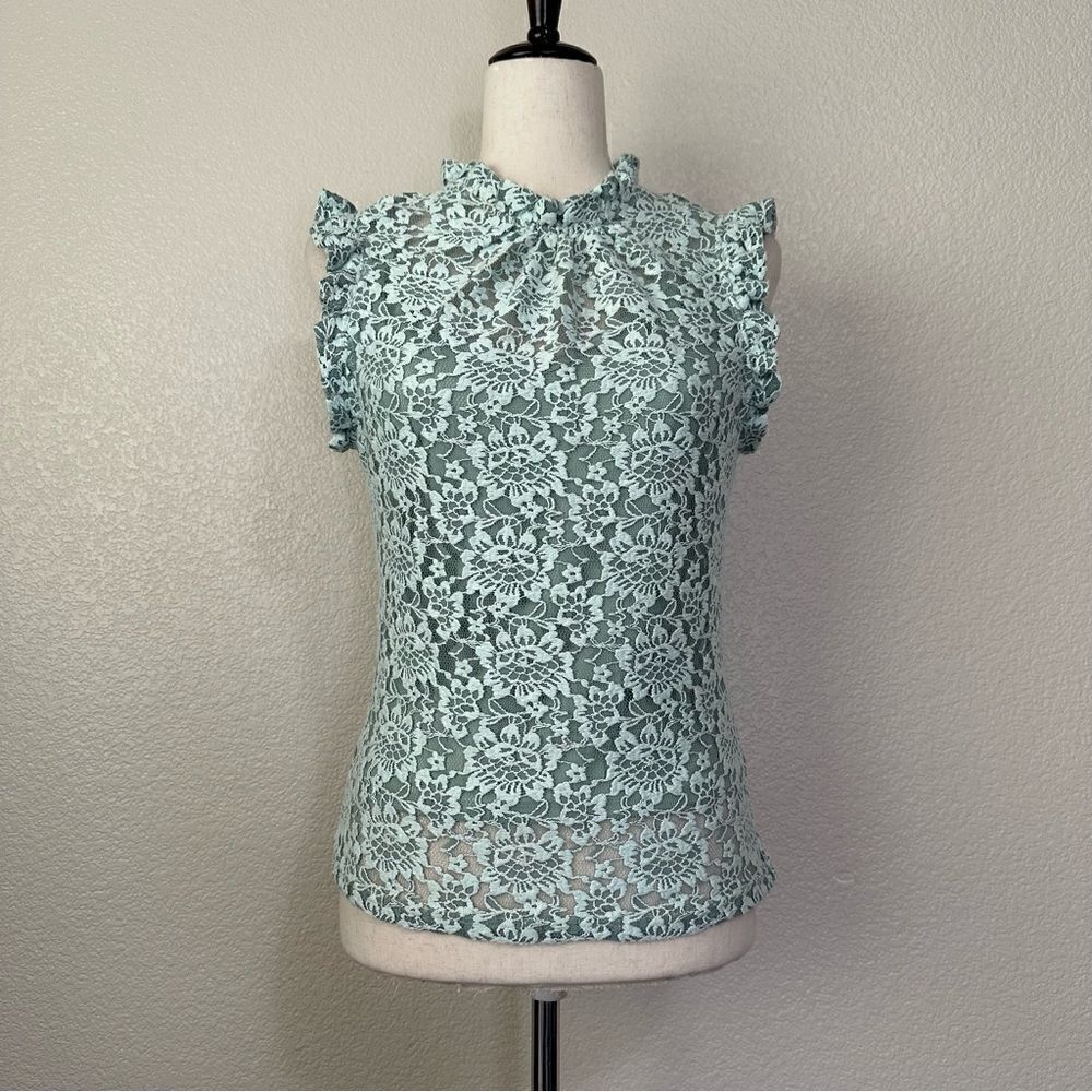 Anthropologie Dolan Ruffled Lace Mint Green Tank Top